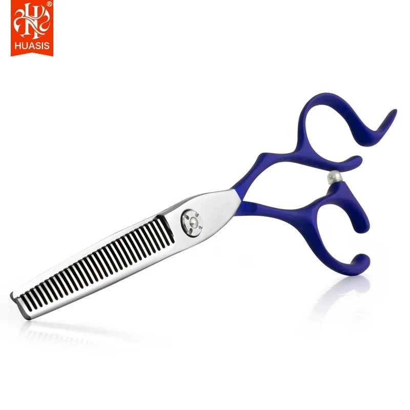 China Wholesale Beauty 6-inch Blue Stainless Steel Sword Type Double-sided Thinning Right-Handed 30 Teeth Hairdressing Scissors