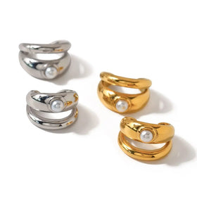 Lovely Fine 18K Gold Plated Non Tarnish Hypoallergenic Hoop Clip Earrings Jewelry for Women