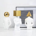 Luxury Gold Geometric Abstract Muscle Figure Ceramic Ornament Ceramics Unpainted Home Luxury Decor Ornaments