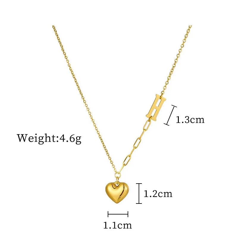 Valentine's Day love Splicing Titanium Steel Does Not Fade New Heart 18K Gold Plated Women Necklaces