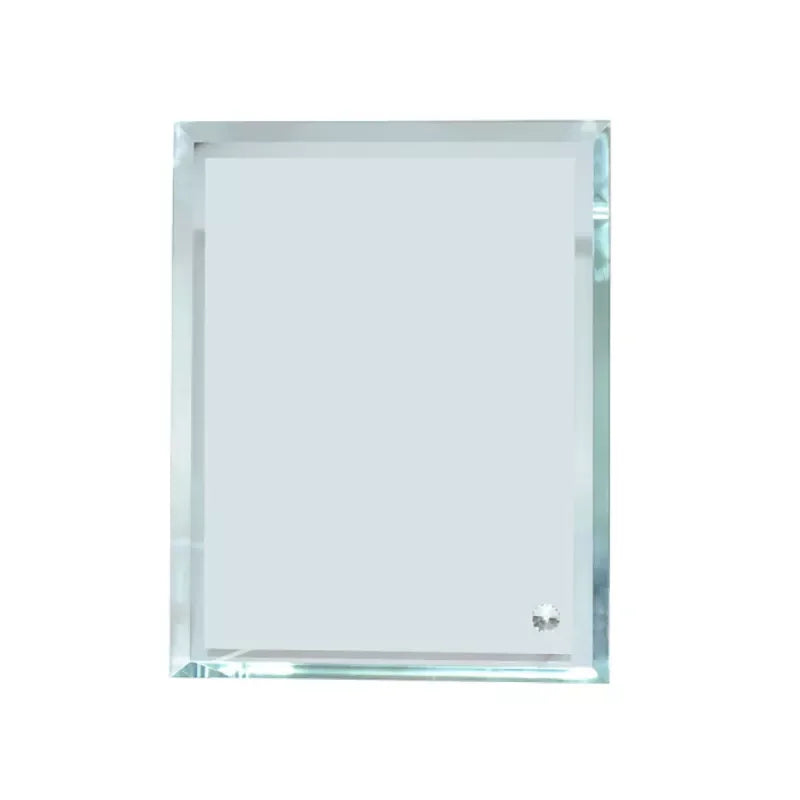 Qualisub Personalized 18*23cm/7x9inch Rectangle Shape Blank Tempered Glass Crystal Photo Frame Sublimation Glass Photo Frame