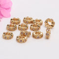 Handmade Micro Pave Zircon Round Charm Separator Brass Spacers Big Hole Beads for Beadwork Jewelry Craft Making