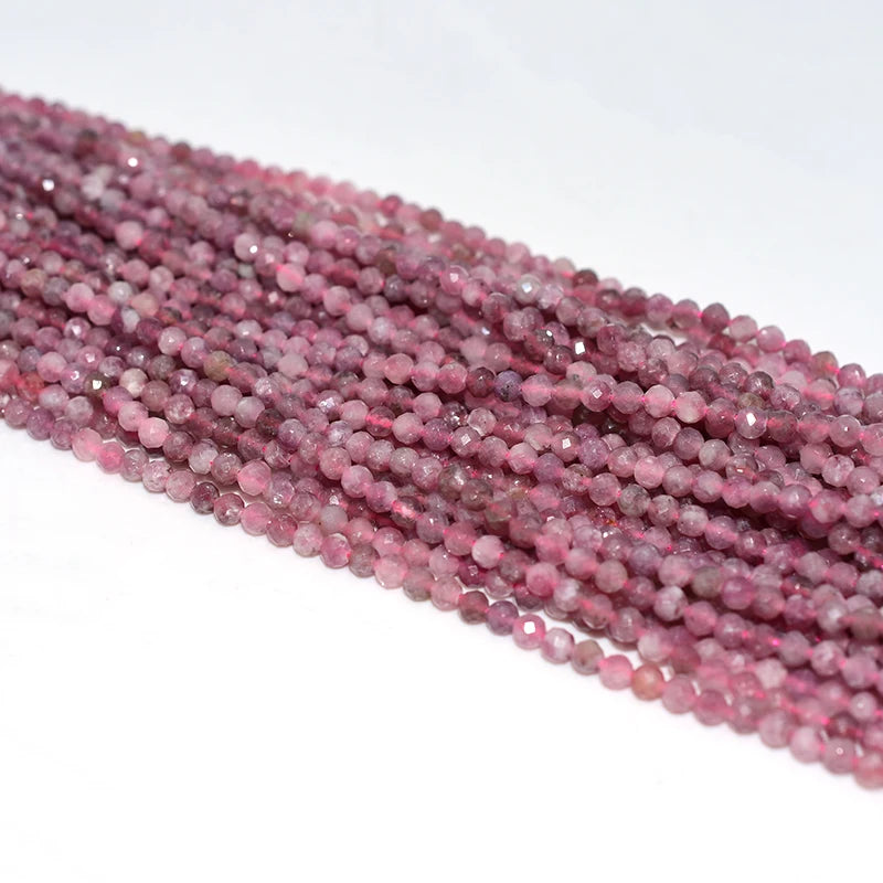 Factory Wholesale Price 100% Natural 3mm Faceted Pink Tourmaline Loose Gemstone Beads