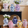 Antique Chinese Style Ceramic Vase Hand-Colored Hydroponic High Temperature Decorative Piece Living Room TV Tabletop Home Pot