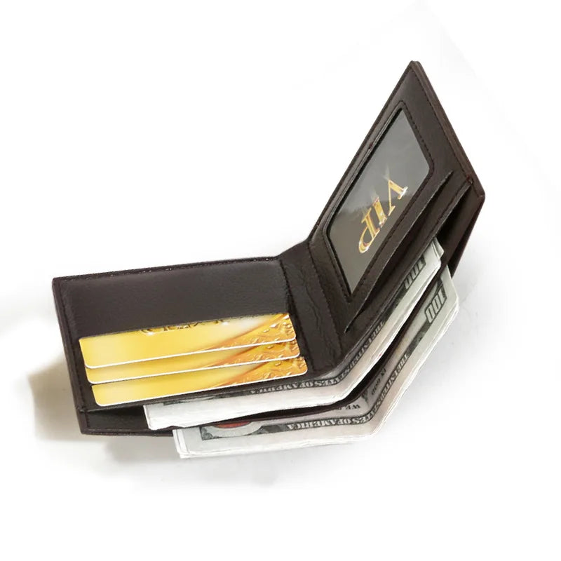 Factory Price Cheap Men Wallets Solid Sample Style Purse Man Card Holder Famous Brand Quality Leather Male Wallet