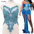 WDP-295 Fashion Crystal Rhinestone Applique Bodice Sew-on Jewelry Lace Patch Bridal Gown V Neck Robe for Marry Wedding Dresses