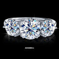 S925 Sterling Silver Three Diamond Fashion Light Luxury 4 Carat Moissanite  Ring for Women Wedding Engagement Rings