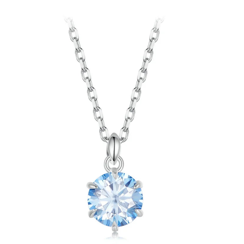 S925 Sterling Silver Platinum Plated Blue Moissanite Geometric Necklace-Adjustable Luxury Boho Chic Women's Jewelry Engagement