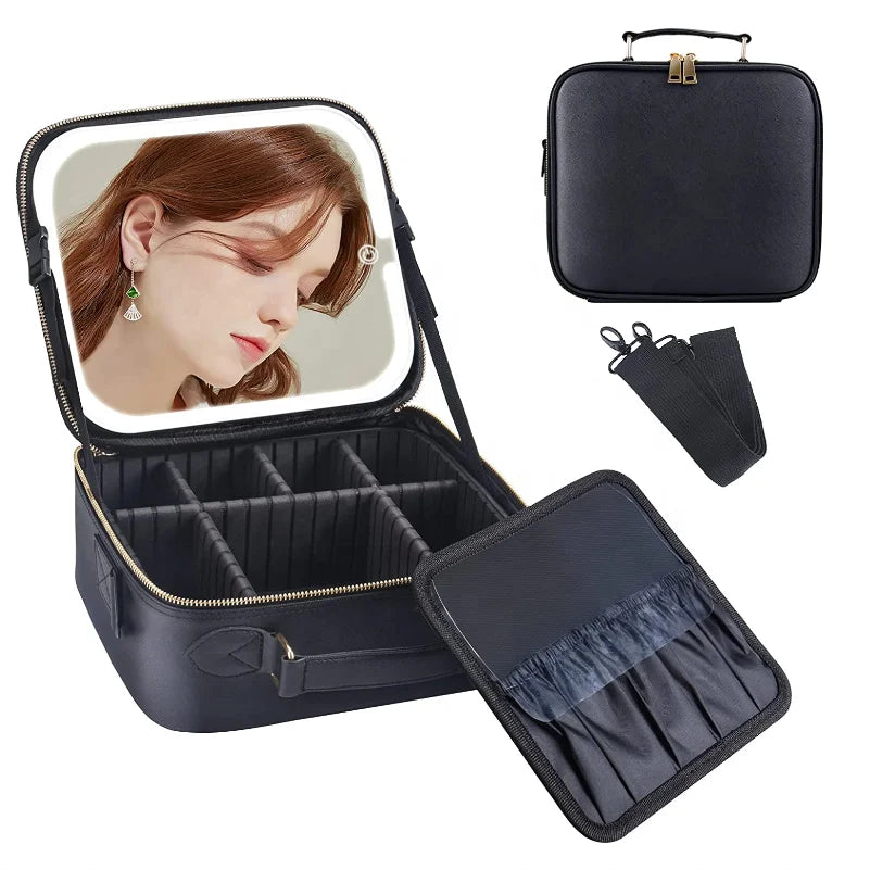 2023 Home Convenience with Light Makeup Travel Bag Makeup Bag with Led Light and Mirror Makeup Bag with Led