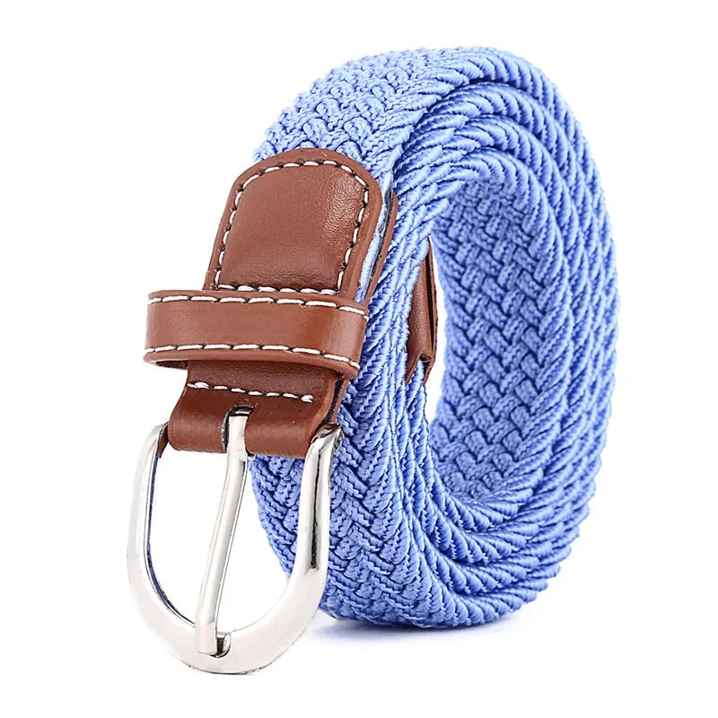 Men's and Women's Canvas Elastic Braided Waist Belt Fashion Stretch Belts with Alloy for Buckle