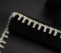 SINRONG High Copper Crystal Rhinestone Chain Double Ears Glass Stone Flat Square Motif Sew-On Accessories for Clothing Nails