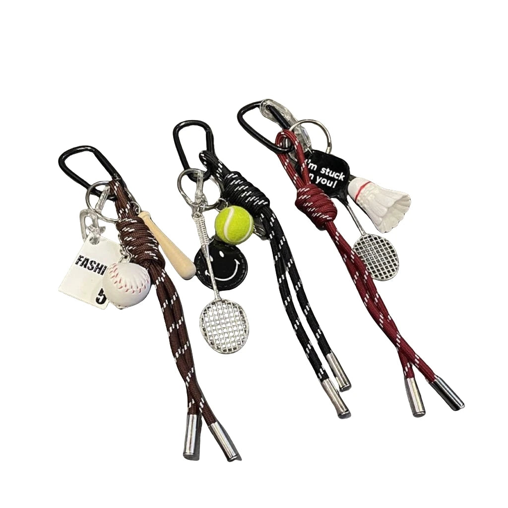 Woven Rope Key Chain Sports Baseball Phone Chain Bag Charm Pendant Decoration DIY Small Accessories Fashion Tennis Ball Keychain