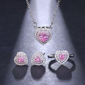 Tiktok New Wedding Bridesmaid Jewelry Shiny Zircon Necklace Ring Earring Luxury Heart Bridal Jewelry Set for Women