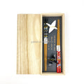Crane Pattern Bamboo Chopsticks and Melamine Chopstick Holder Gift Set for Party with Wooden Box
