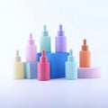 New Design Macaron Color 30ml Luxury Hair Oil Pink Yellow Green Red Glass Dropper Bottle Cosmetic Dropper Essential Oil Bottle