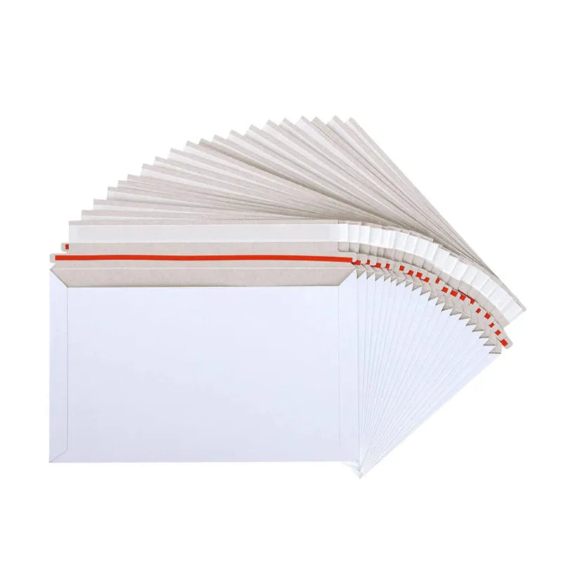 Custom Eco-Friendly C4 C5 DL A4 A5 Kraft White Cardboard Rigid Mailing Envelope Self Adhesive Sealing Strip for Promotion