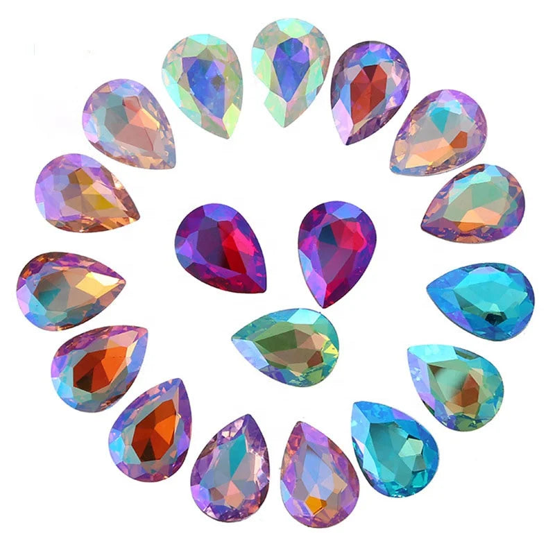 Drop Shape Pointback Crystal Glass Rhinestones  for DIY Jewelry