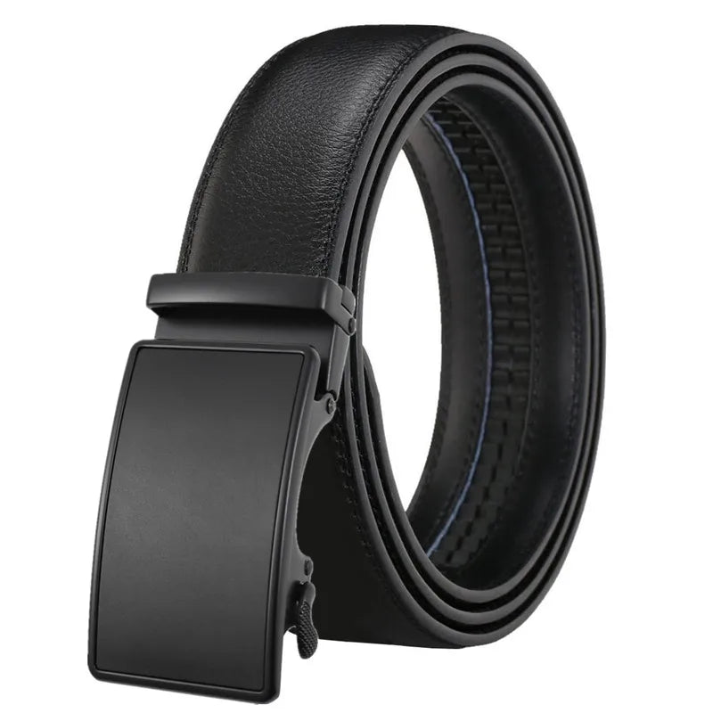 LQbelt Factory Men's Genuine Leather Belt Cowhide Automatic Buckle Belts for Male Ratchet Wholesale Stock