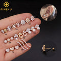 Women Girls Fashion Jewelry Cz Stone Piercing Cartilage Skull Pearl Heart Cubic Zirconia Stud Earring