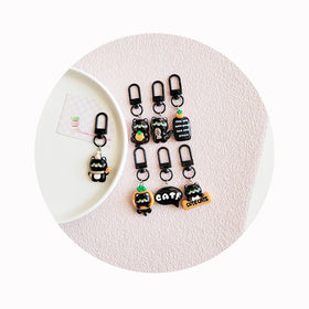 10pcs Resin Black Cat Charms Keychain Fashion Cute Cartoon Colorful Bag Key Chain Keyring Ornament Bag Purse Charm