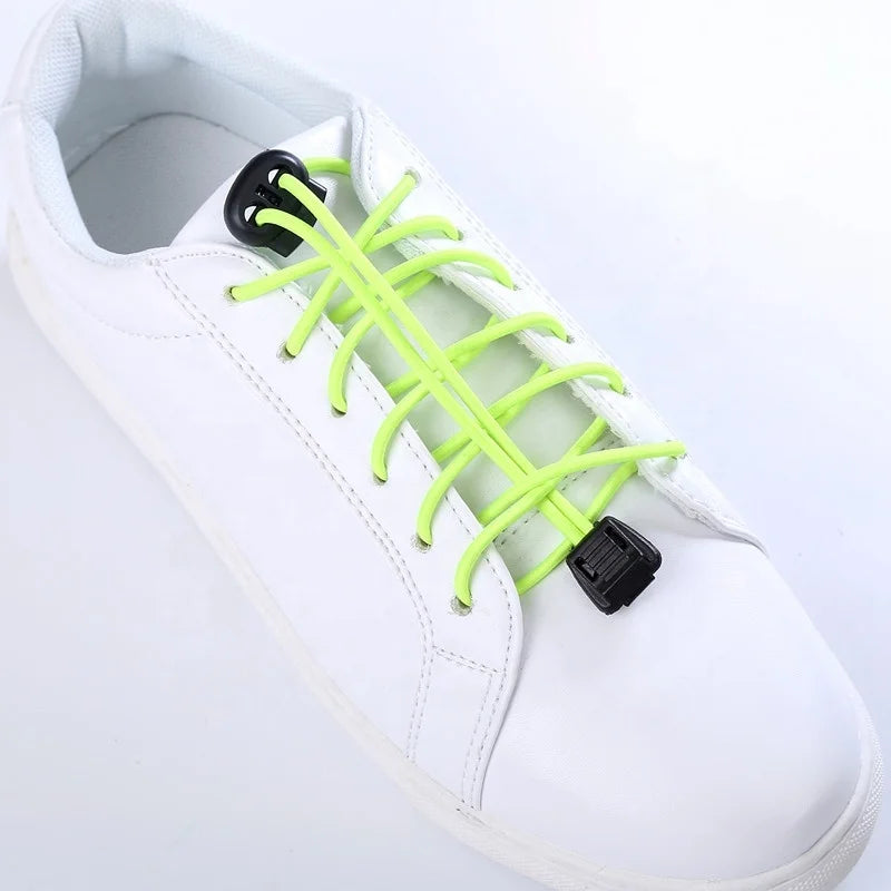 Free Sample Maoyuan MY-LS100 Sport Style No Tie Bungee Cord Shoelaces Durable Polyester Transparent Plastic Tips Printed Design