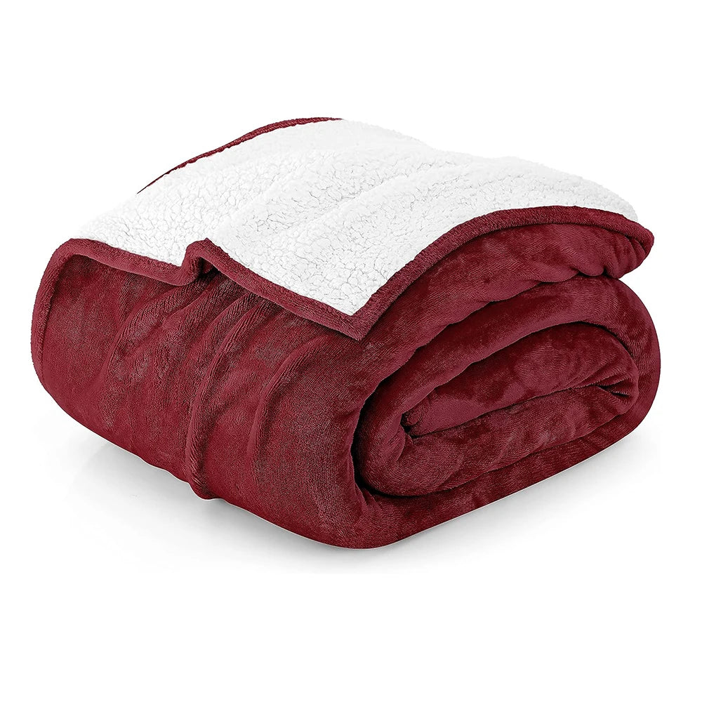 Manta Polar Sherpa Flannel Blanket Warm Winter Thick Throw Fleece 100% Polyester Square Double Bed Blanket