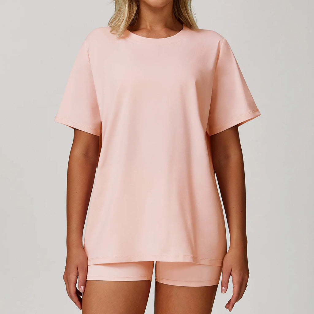 Women Yoga Short Sleeved Round Neck Loose Casual Quick Drying T-shirt for Outdoor Running and Fitness Sports Short Sleeved