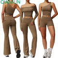 Wholesale Women's Fitness Clothing Yoga Set Breathable Gym Clothes Long Sleeve 2 Piece Yoga Sets