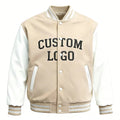 Cotton Coated Varsity Jacket-Stand Collar Retro Color-Block Streetwear Customizable Logo Embossed 100% Cotton