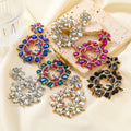Fashion Statement Rhinestone Large Drop Dangle Earrings for Women Colorful Crystal Designer Luxury Wedding Party Jewelry