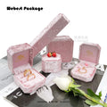 Webest New Color Faux Suede pink Jewelry Box Customize Necklace Box Bracelet Velvet Double Ring Box