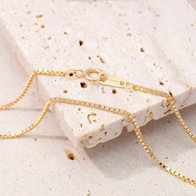 14K Gold Jewelry Wholesale 1mm Box Chain Necklace Real Gold Jewelry Gold Chain Fashion Jewelry Necklaces