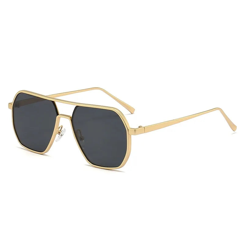 2023 New Fashion Women Vintage Sun Glasses Mens Double Bridge Designer Retro square Metal Sunglasses Uv400
