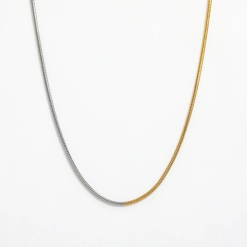 Fenny Simple Basic Gold&Silver Mixed Chain Necklace Trend for Women 18K Gold Plated Stainless Steel Jewelry Wholesale
