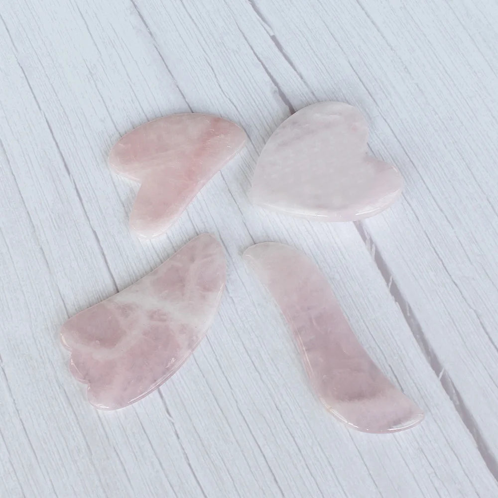 Natural Rose Quartz Facial Tool SPA Acupuncture Therapy Gua Sha Scraping Massage Tool