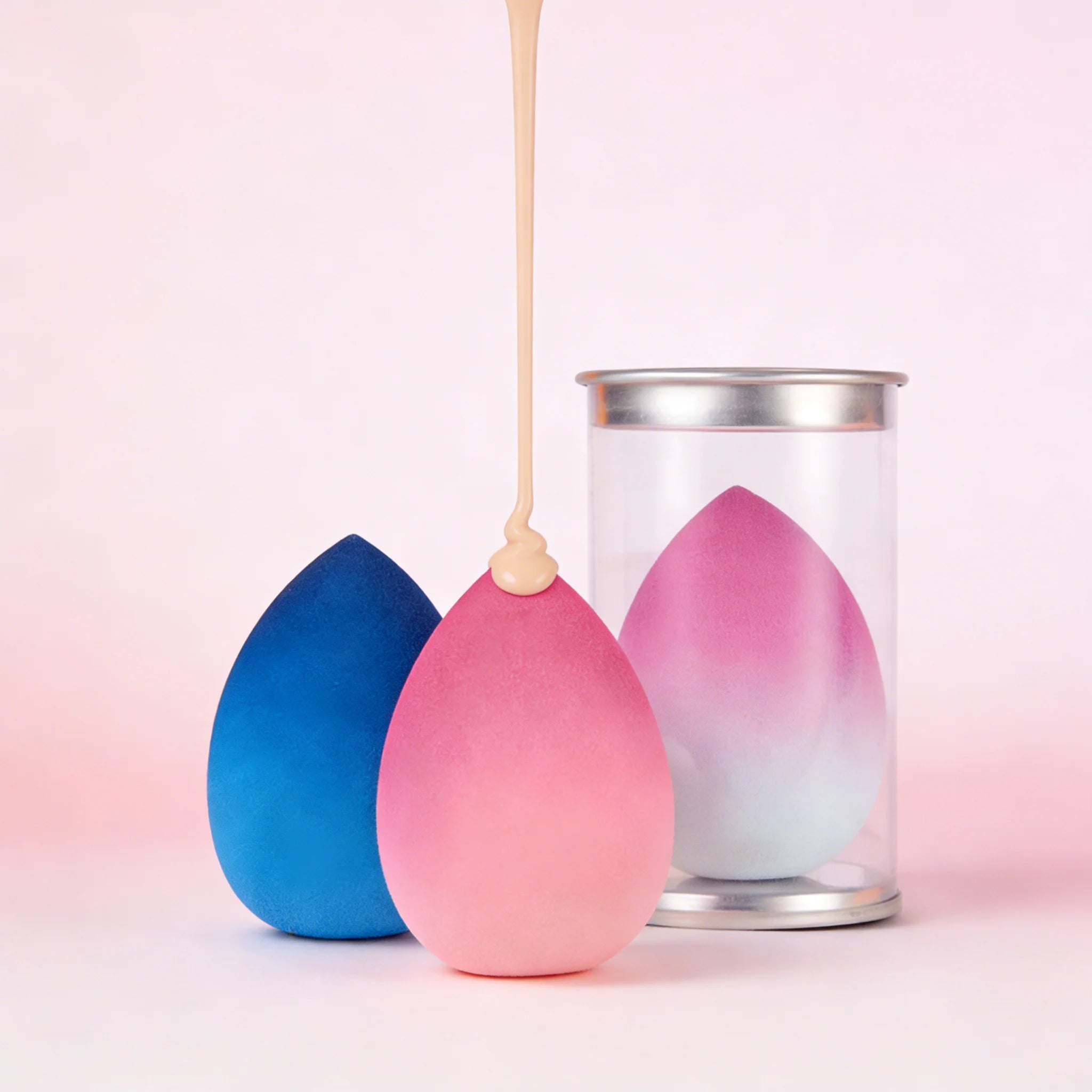 Wholesale Beauty Tools Low MOQ Non-latex Gradient Colors Makeup Sponge Dry Wet Dual-Use Washable Cosmetic Makeup Tool