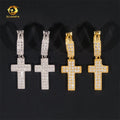 New Fashion Hip Hop Jewelry 925 Silver Iced Out Hoop Cross Drop Moissanite Diamond Earrings for Men