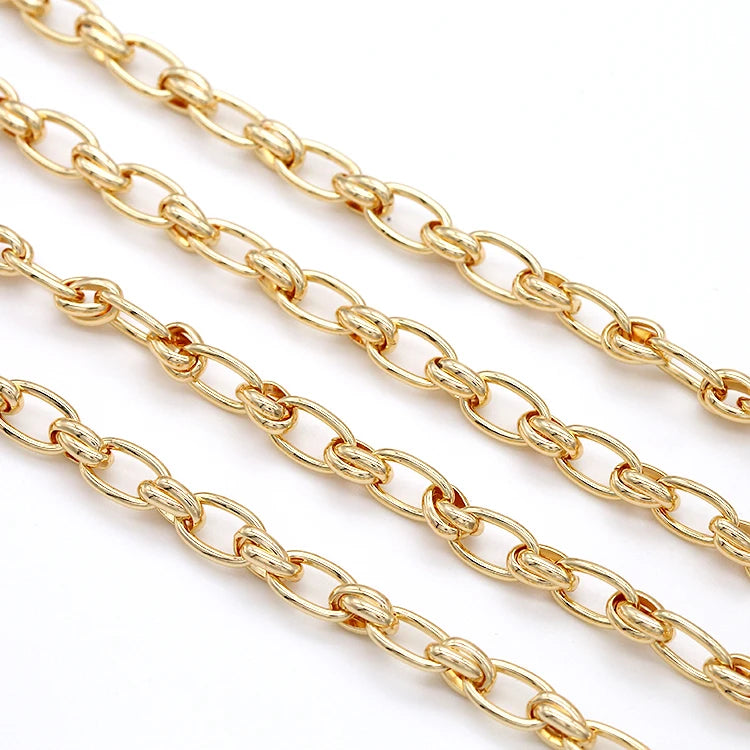 Factory Wholesale Brass 14K Gold Plated Handmade Chain Roll Big Thick Chain for Jewelry Making Accessories