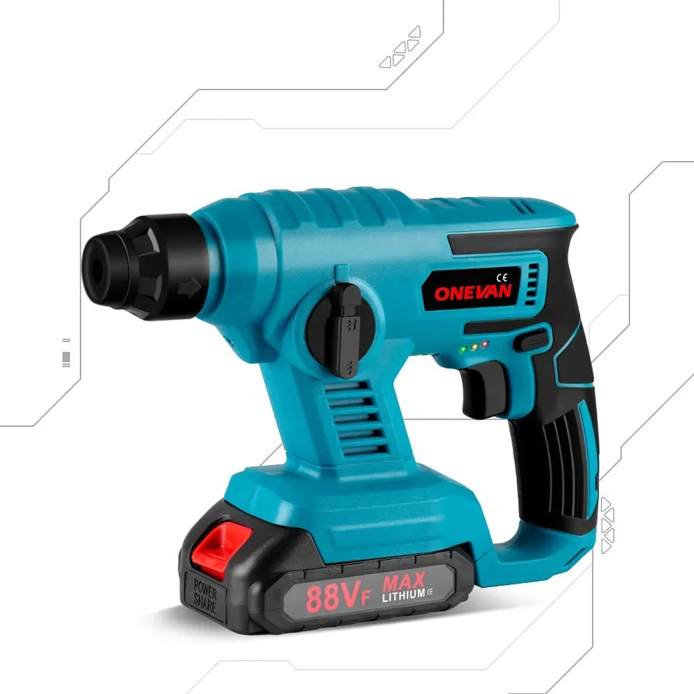 ONEVAN 850W 5600IPM Rechargeable Electric Hammer Cordless Multifunction Impact Drill Power Tool 220V for 18V Battery 1 Year