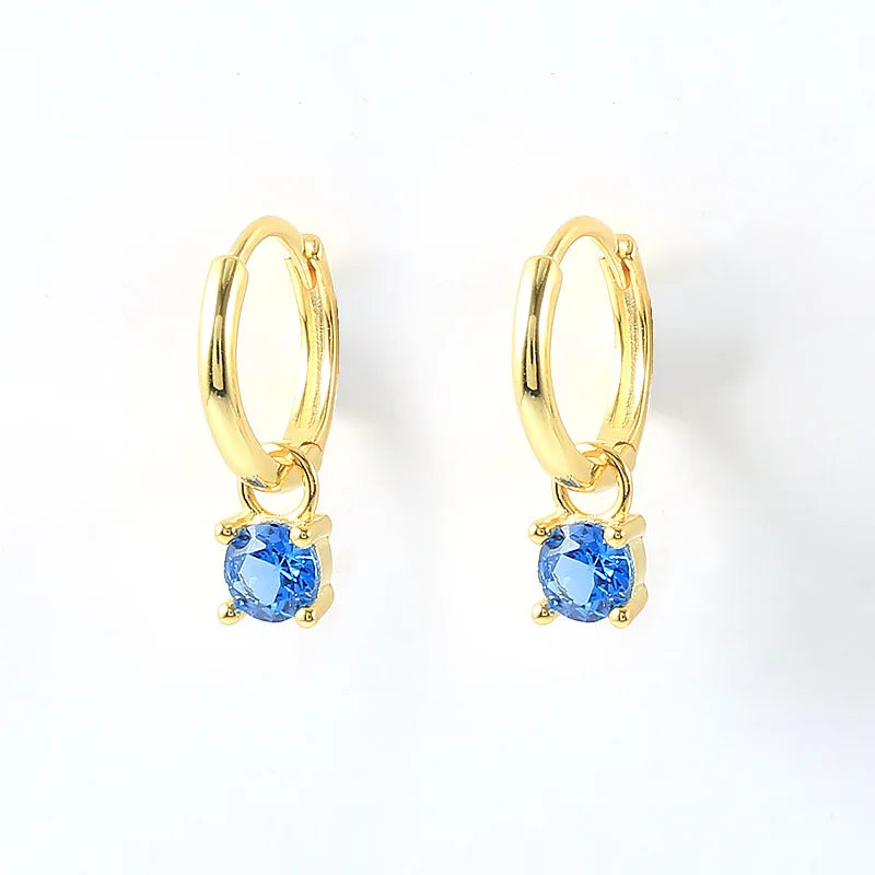 Stylish and Simple S925 Sterling Silver Classic Versatile Turquoise Jewelry Women's Round Earrings Earrings
