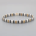 Go2Boho Miyuki Tila Beads Enamel Stretch Bracelet Black and White Color Gold Plated Beaded Bracelets New Fashion Wholesale