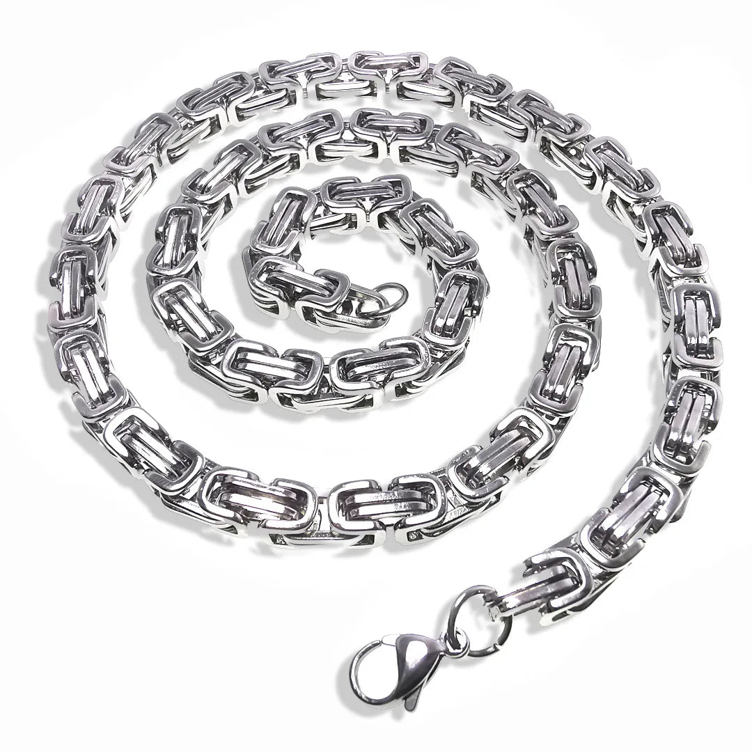 Hiphop Jewelry Stainless Steel Emperor Chain Necklace and Bracelet Set for Men