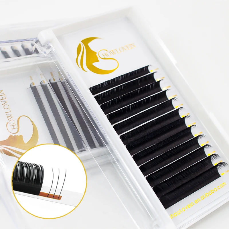 Professional Private Label Silk Lash Ellipse Flat Eyelash Extension Matte Black Cashmere Lash Extension
