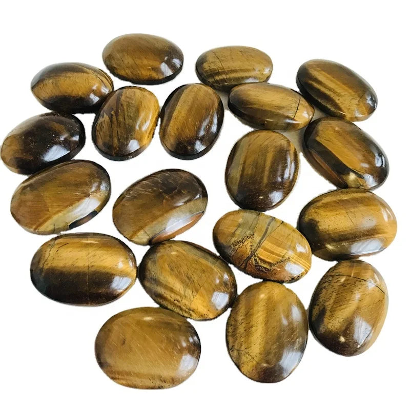 Wholesale Natural Yellow Tigers Eye Palm Stone Crystal  Healing Tumbled Stones for Decoration