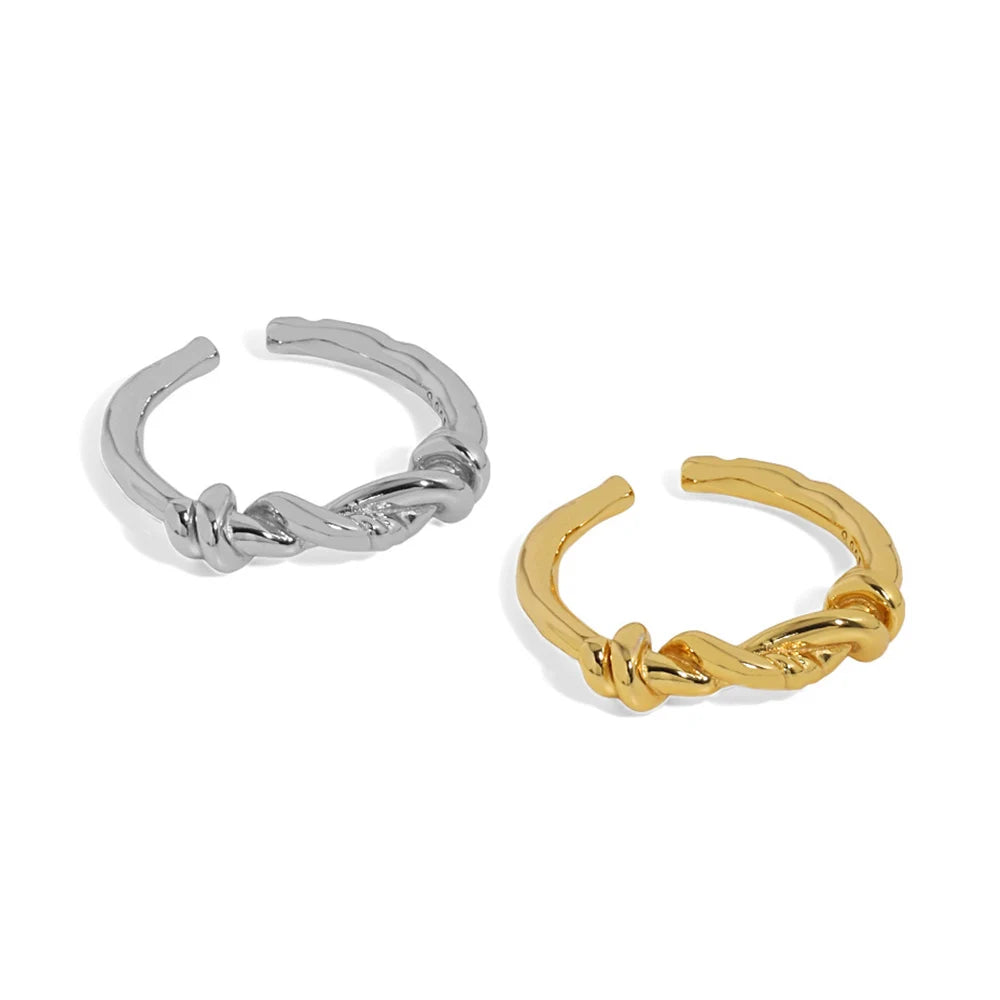 Wholesale Simple Twisted Open Adjustable Ring Silver Rope Open Band Ring Sterling Silver Twisted Rope Ring