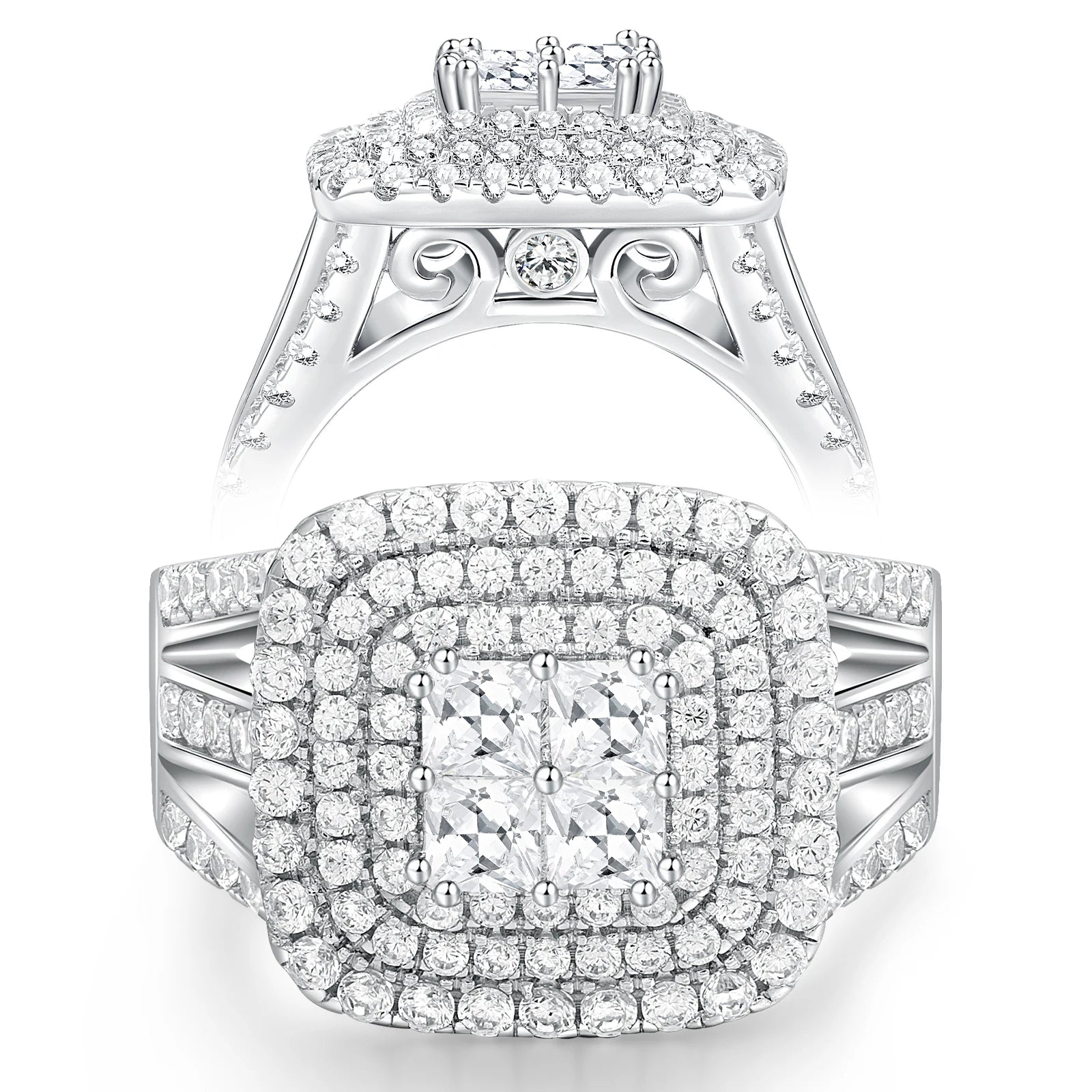 High Quality S925 Engagement Rings Guangzhou Women's Silver Rings 925 Silver Moissanite Engagement Rings for Women