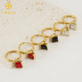 Wholesale Women Fashion Waterproof Trendy Jewelry Gold Plated Geometric Drop Colorful Cubic Zirconia Earrings