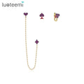 LUOTEEMI Korean 2023 14K Gold Jewelry Zirconia Woman Zircon Jewellery Earing Accessory Stud Earring Set