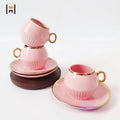 New Design Arabic Cup Saucer Set Turkish Espresso Cup Saucer 12pcs Sets Gold-Plated Ceramic Cups and Saucers for Gift