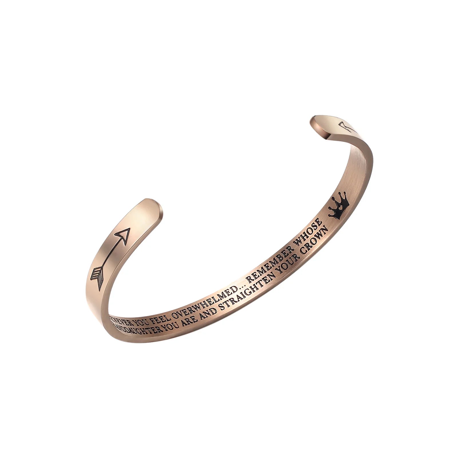 Woman Crown Stainless Steel Jewelry Cuff Bangle Inspirational Engraved Bracelet